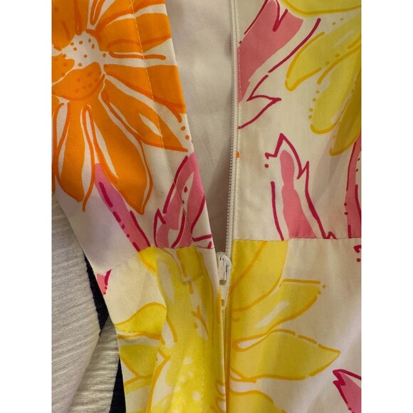 Lilly Pulitzer Floral Sundress Sz 4 Strapless Mini Orange Pink White Party FLAW - Picture 6 of 9